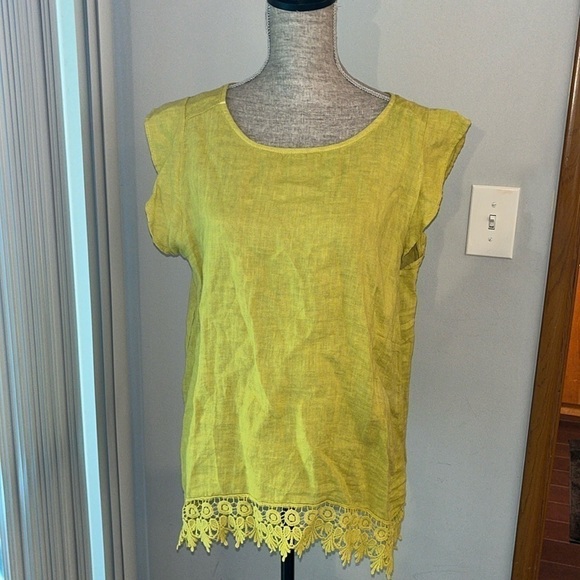 Terzo Millennio Linen Embroidered Hem Blouse size Large Linen - Picture 3 of 9